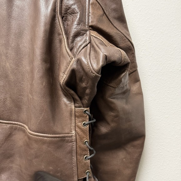 Vintage Motorcycle Jacket Belted Chocolate Brown Worn Look Size XL 100% Leather - Picture 9 of 16